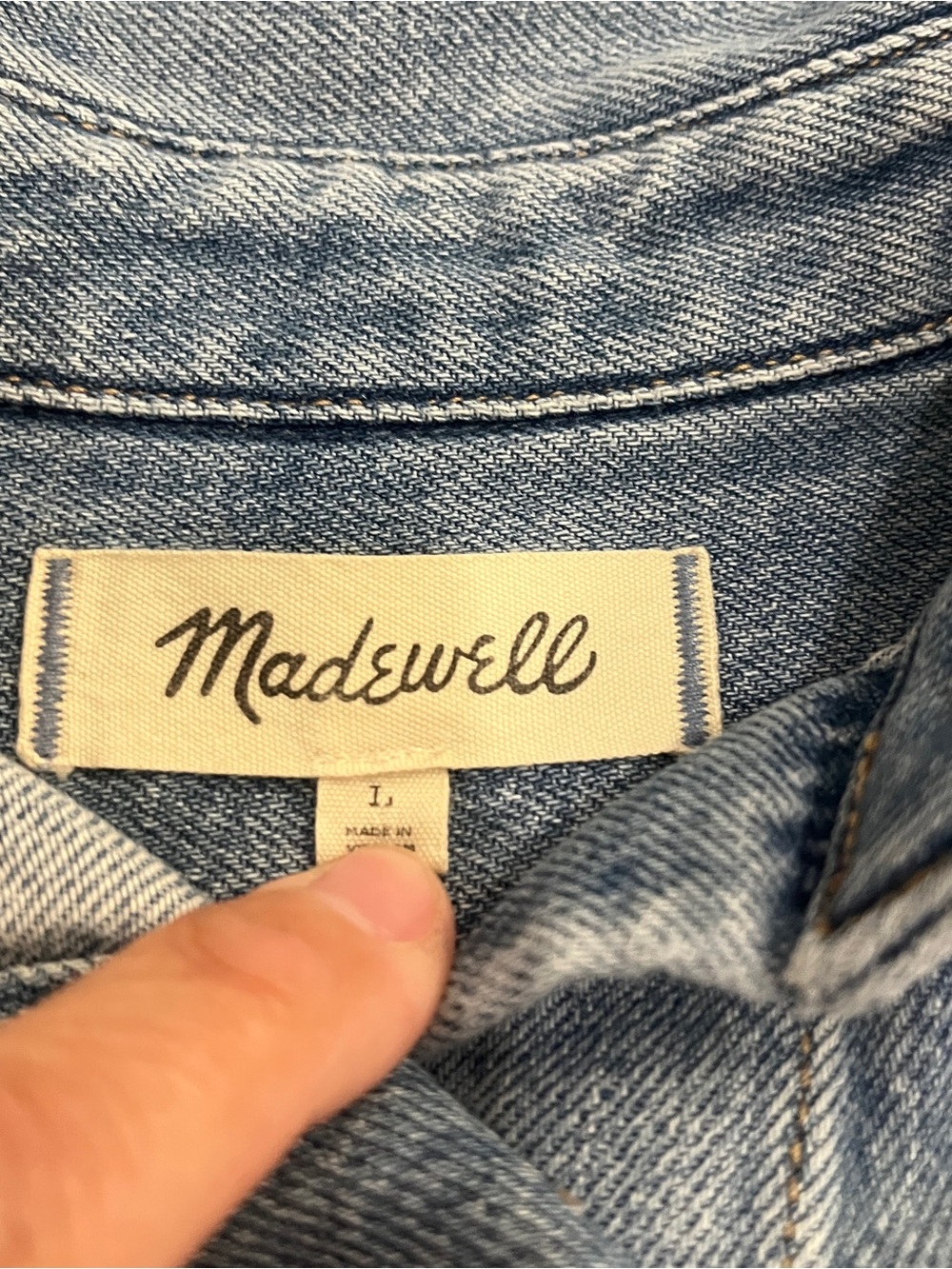 Madewell Boxy Cropped Denim Shirt Short Sleeve Hallstead Wash L Utility - Picture 5 of 11